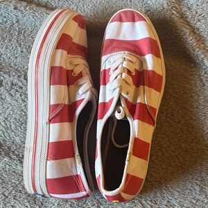 Keds Red and White Striped Sneakers